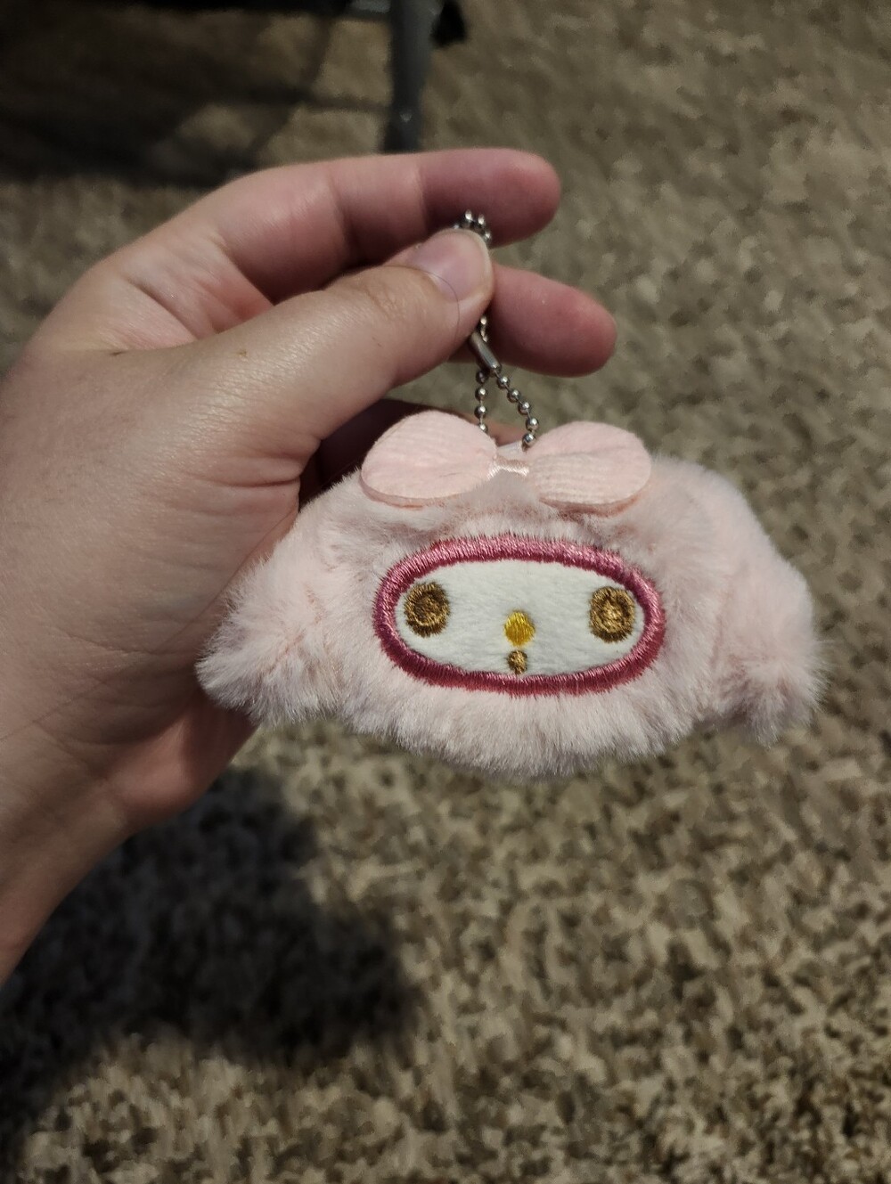 Sanrio My Melody Plush Key & Card Holder in Light Pink with Gold Accents